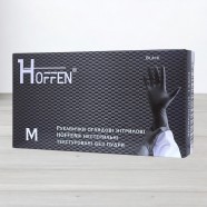 Рукавички нітрилові Hoffen, текстуровані чорні, розмір M, 50пар/уп